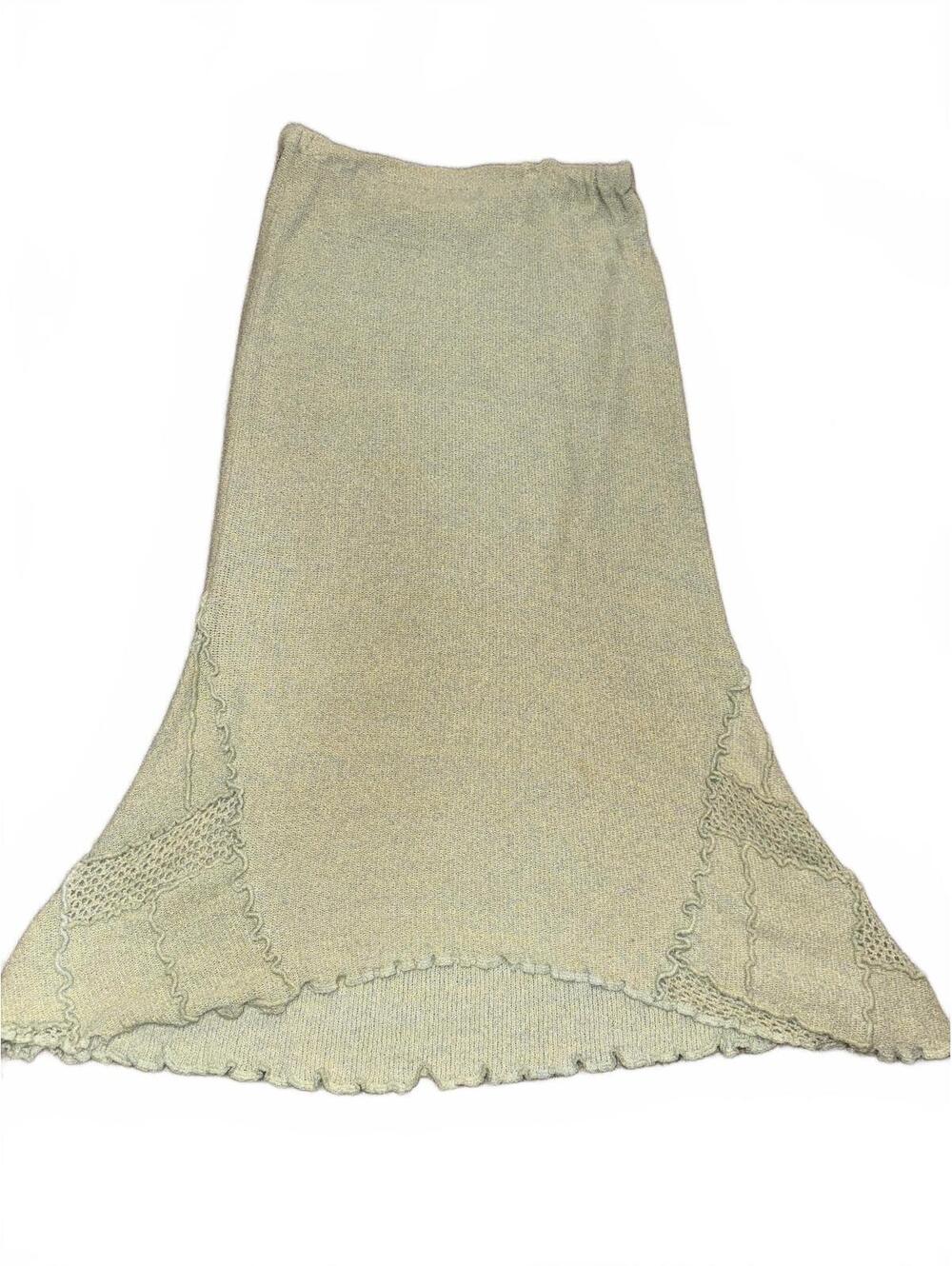 Vintage Women's Boutique Jaskar Light Green Knit Flared Maxi Skirt Size XL